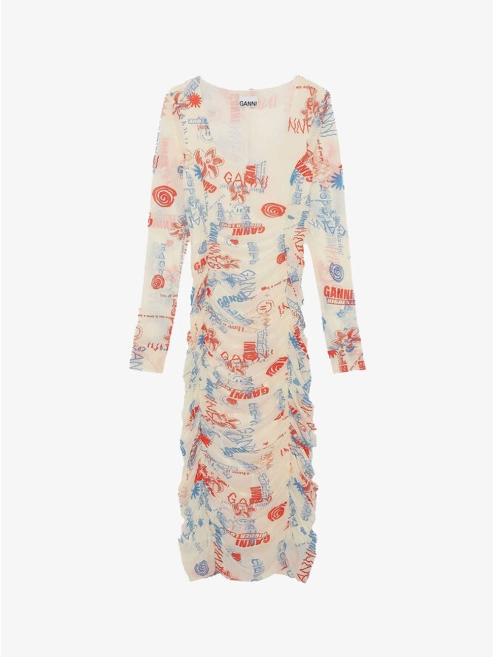 Ganni Ruched Midi Dress